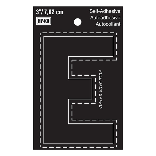 Hy-Ko 3In Black Vinyl Letter E, 10PK A30415 - main